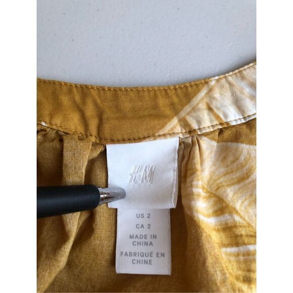 H&M Sleeveless Hawaiian Floral Cotton Flowy Maxi Dress Yellow SZ 2 - Picture 10 of 11